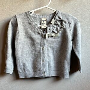OshKosh B'gosh Girls Cotton Gray Cardigan with bows